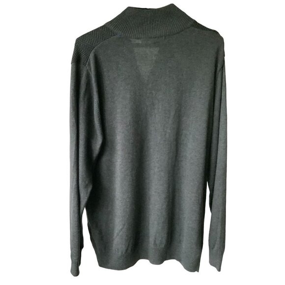 Tricots St Raphael Mens Collared LS Herringbone Charcoal Part Zip Sweater EUC M - Picture 3 of 5